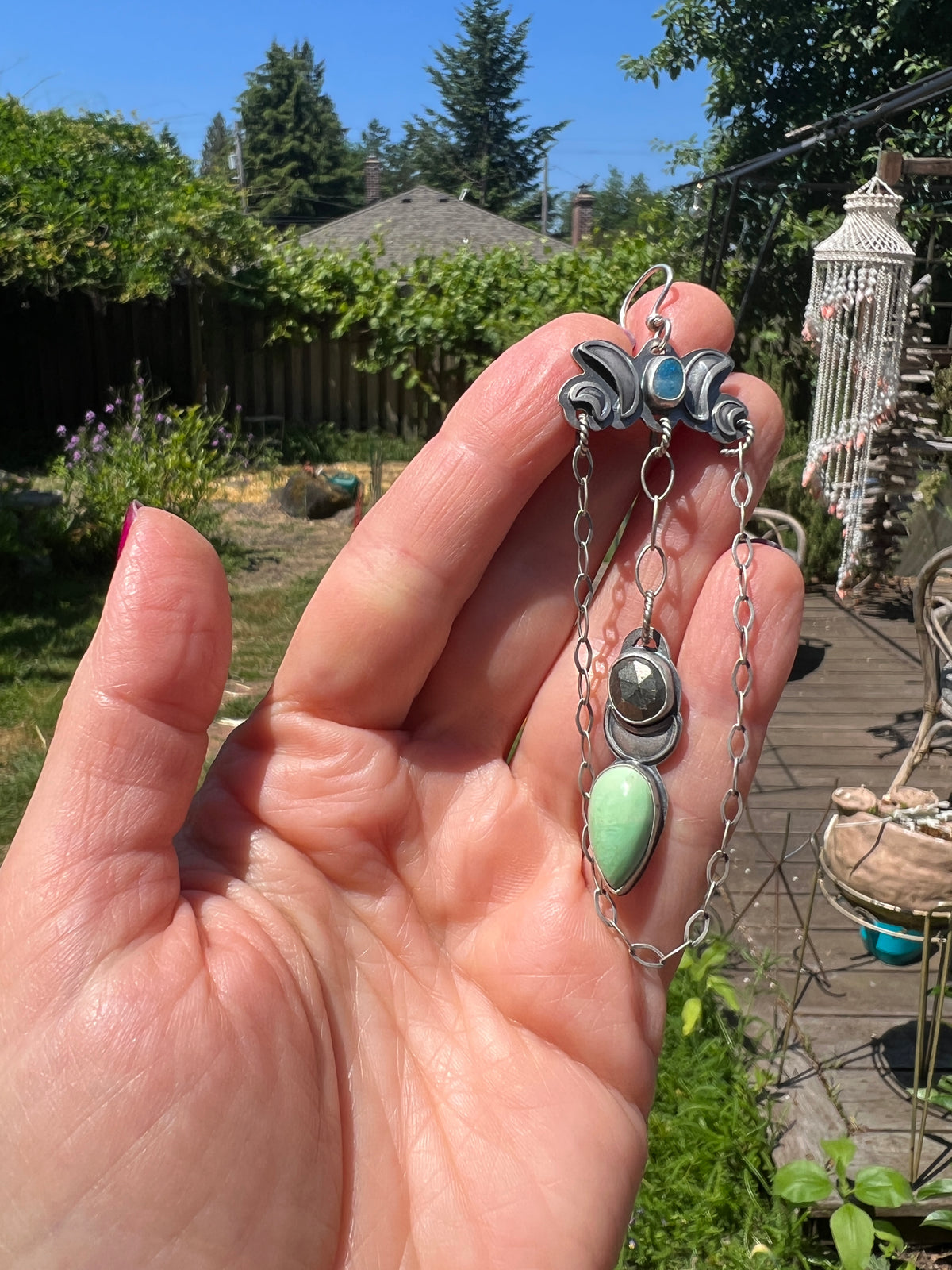 Cielo Earrings in Opal, Pyrite and Variscite