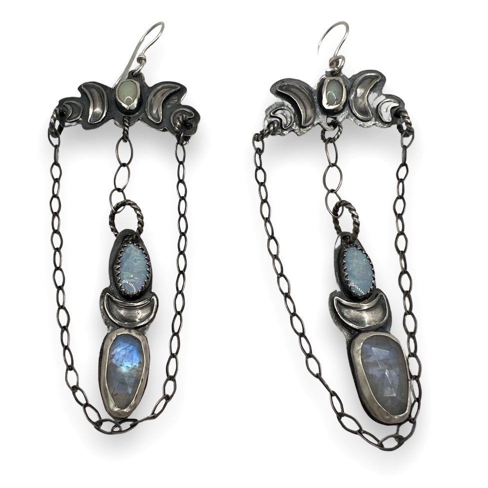 Cielo Earrings in Double Opal and Moonstone