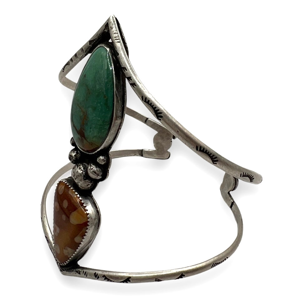 “Let’s Hold Hands” Turquoise and Fawn Jasper Cuff
