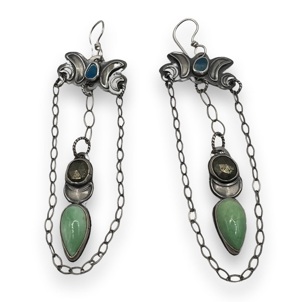 Cielo Earrings in Opal, Pyrite and Variscite