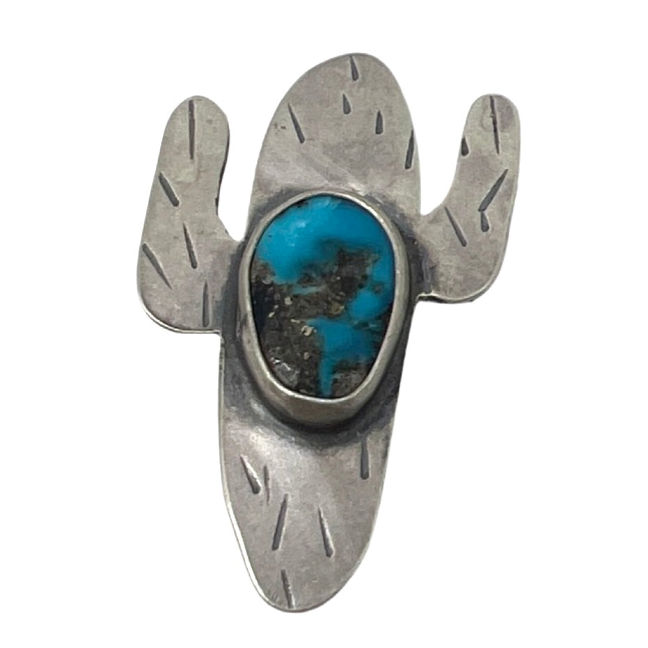Saguaro Cactus Brooch with Royston Turquoise