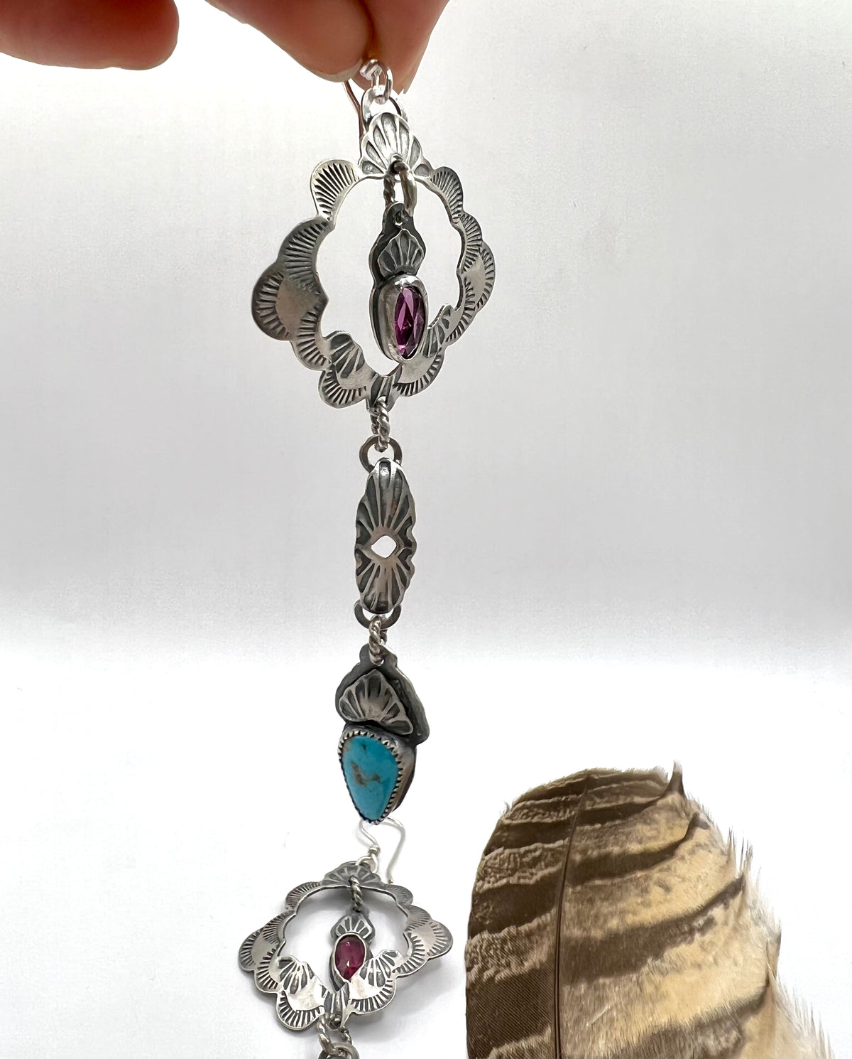 Belladonna Earrings in Garnet and Turquoise