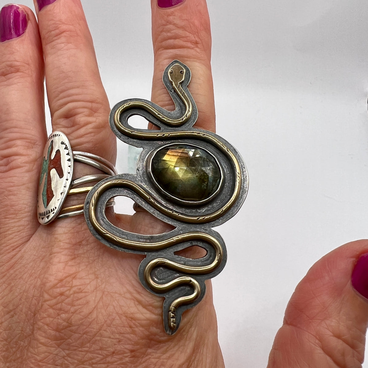 Labradorite Snake Ring size 6.5