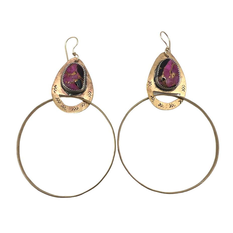 Pink Calcite Black Onyx Cenote Hoops
